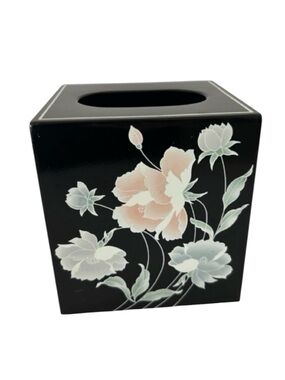 Vintage Andre Richard Decorative Floral Print Facial Tissue Box Cover Holder